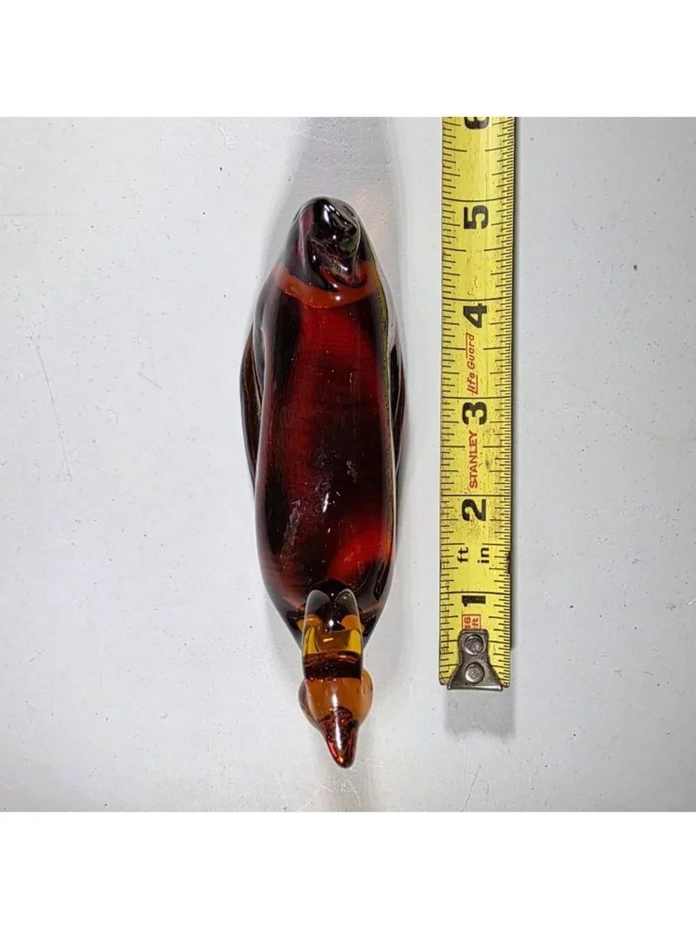 Glass Swan Figurine Amber tone paperweight bird art decor avian